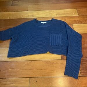 Women's Navy Blue Cropped Sweater